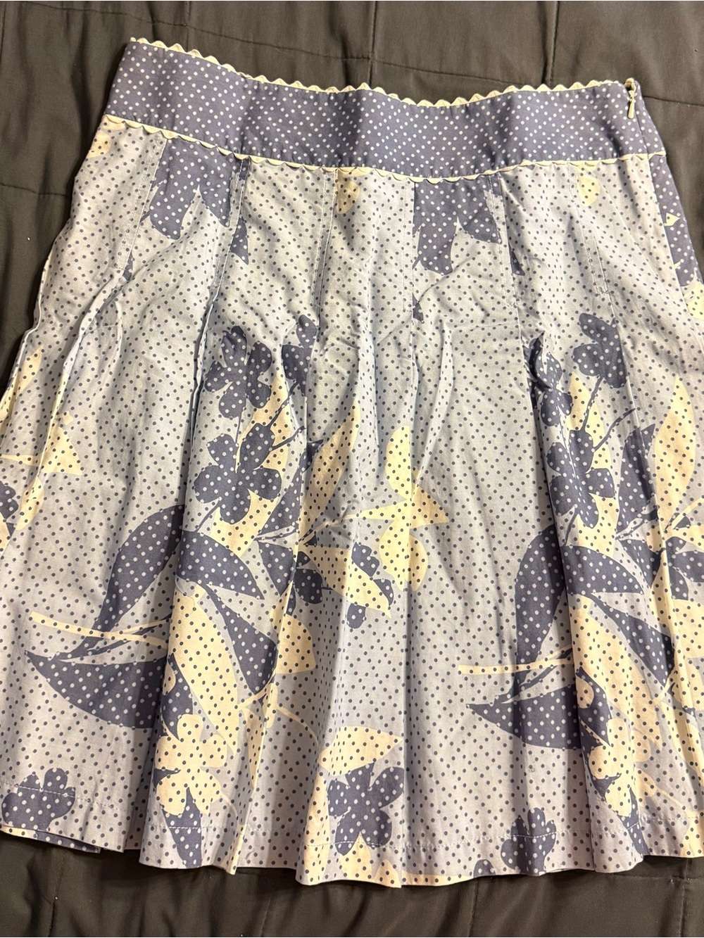 Liz Claiborne Floral Polka-Dot Circle Skirt in Light Blue and Cream